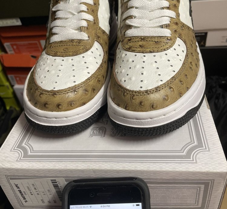 Bape sta 2010 ostrich brown white Leather 8 5us