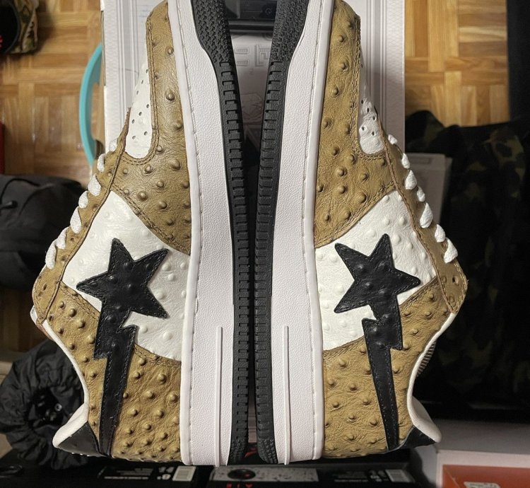 Bape sta 2010 ostrich brown white Leather 8 5us
