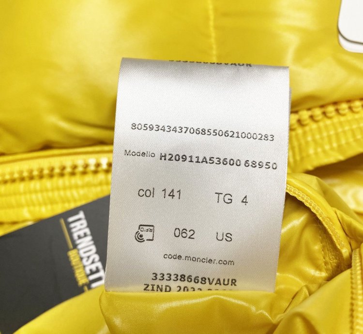 Moncler Maya mens puffer jacket yellow size 4 XL -large