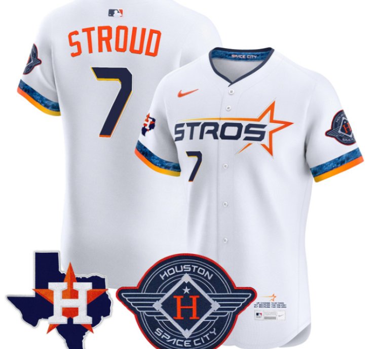 Cj Stroud Jersey 7 Houston Astros 2025 City Connect Texas Patch Premier Elite Stitched White