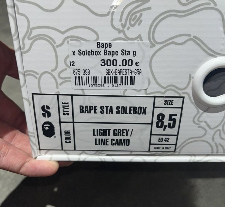 Bape Sta Bapesta Solebox Sz 8 5 Light Grey Suede White