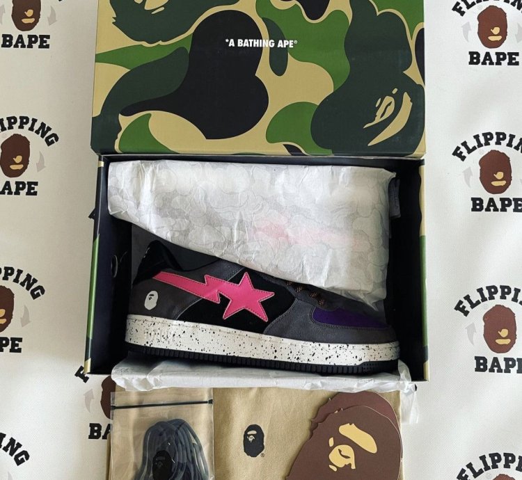 Bape Sta Black Pink Suede