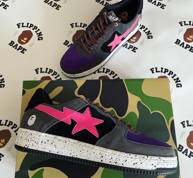 Bape Sta Black Pink Suede