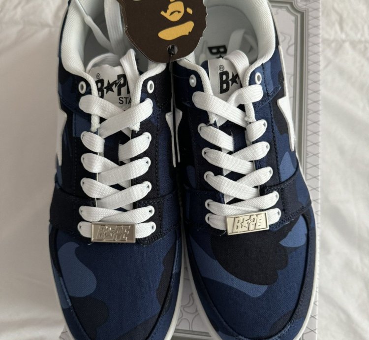 Bape Sta Canvas Navy Camo Size 9 5