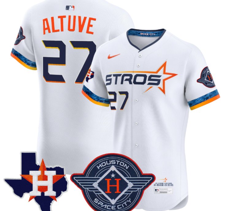 José Altuve Jersey 27 Houston Astros 2025 City Connect Texas Patch Premier Elite Stitched White