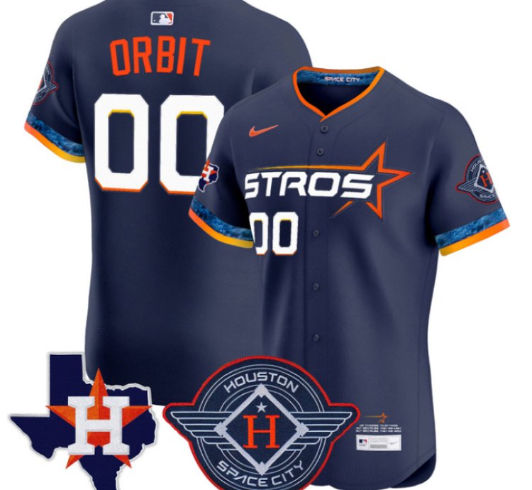 Orbit Jersey 00 Houston Astros 2025 City Connect Texas Patch Premier Elite Stitched Navy
