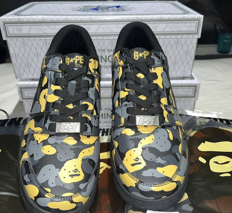 Bape Sta Madison Ave Camo Black Yellow Size 10