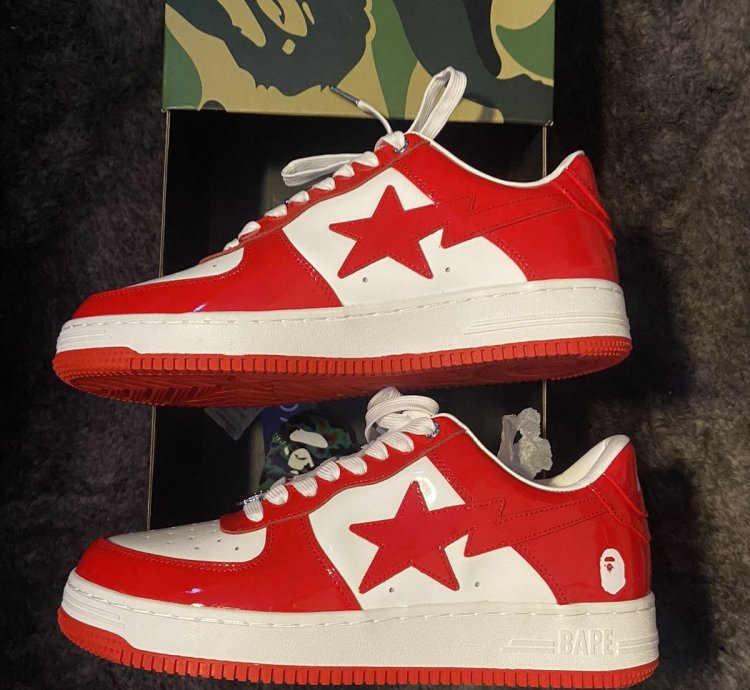 Bape Sta Patent Leather White Red 2023