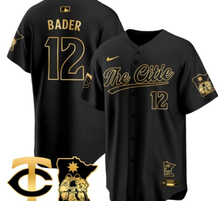 Harrison Bader Jersey 12 Minnesota Twins 2025 City Connect Concept Stitched Black Gold