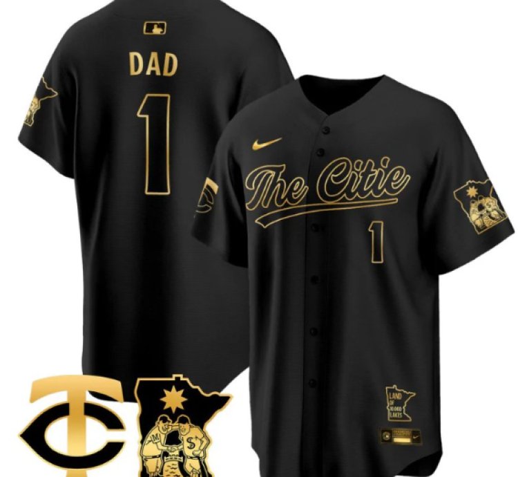 Dad Jersey 1 Minnesota Twins 2025 City Connect Concept Stitched Black Gold