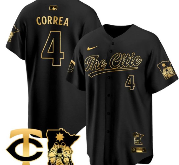 Carlos Correa Jersey 4 Minnesota Twins 2025 City Connect Concept Stitched Black Gold