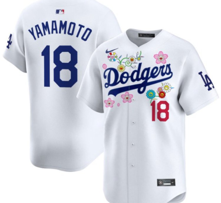 Yamamoto Jersey 18 Dodgers X Takashi Murakami 2025 Vapor Limited Stitched White
