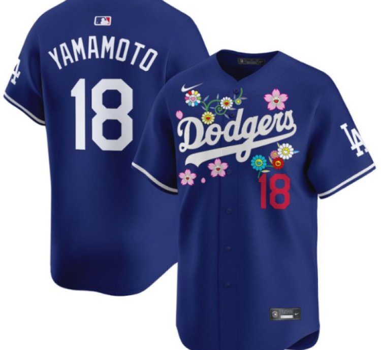 Yamamoto Jersey 18 Dodgers X Takashi Murakami 2025 Vapor Limited Stitched Royal