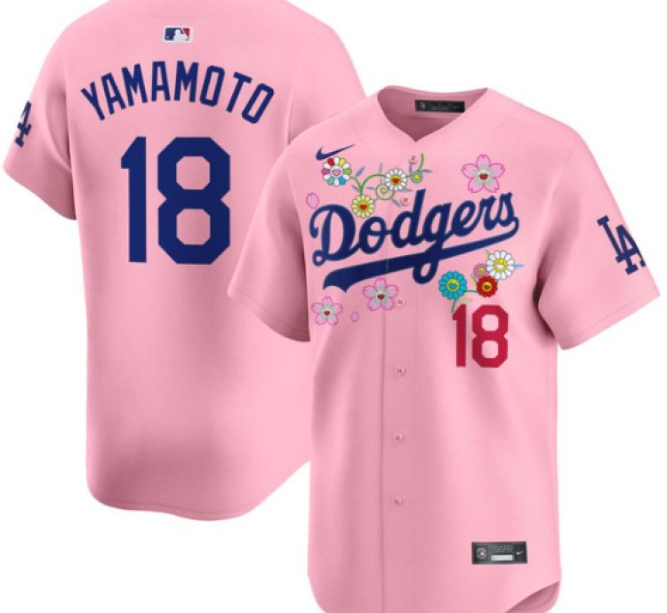 Yamamoto Jersey 18 Dodgers X Takashi Murakami 2025 Vapor Limited Stitched Cherry Blossom