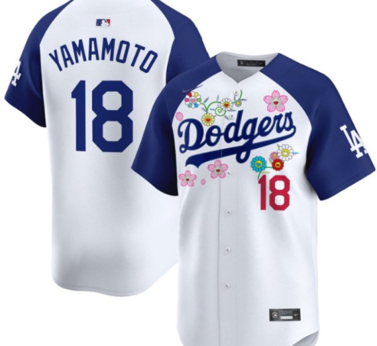 Yamamoto kanji Jersey 18 Dodgers X Takashi Murakami 2025 Vapor Stitched Alternate