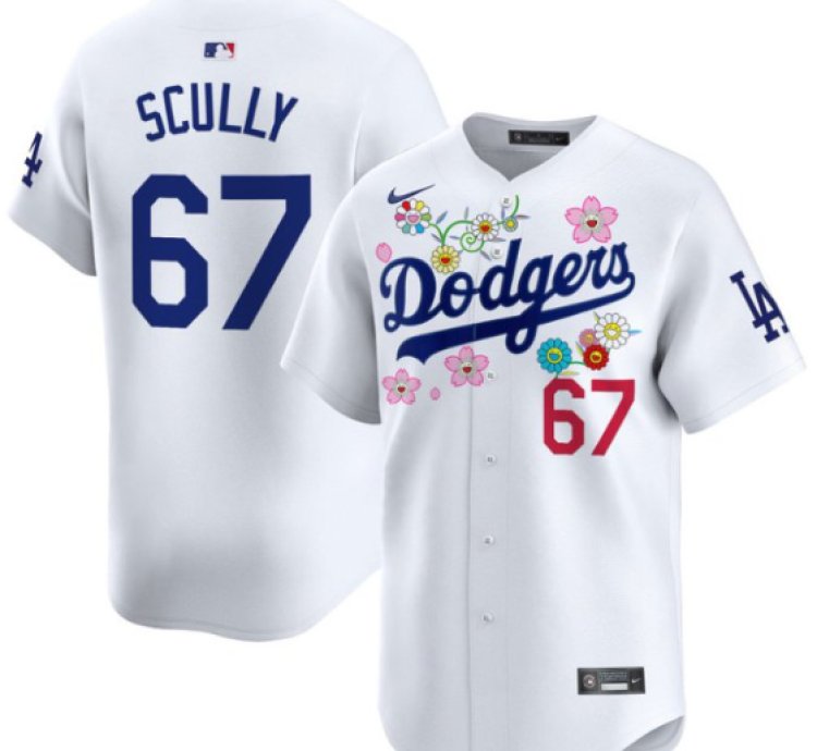 Vin Scully Jersey 67 Dodgers X Takashi Murakami 2025 Vapor Limited Stitched White