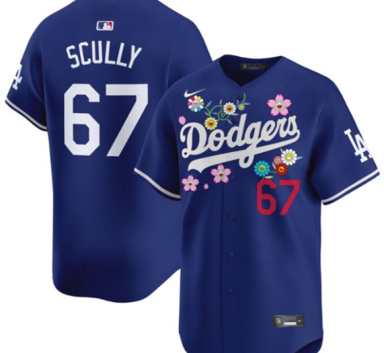 Vin Scully Jersey 67 Dodgers X Takashi Murakami 2025 Vapor Limited Stitched Royal