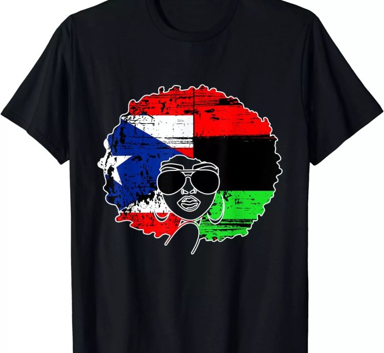 Puertorican Afro Latina Boricua Puerto Rico Flag T-shirt Size S-5xl