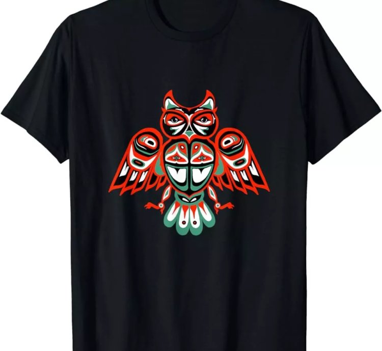Haida Native American Style Owl Design Tee T-shirt Size S-5xl