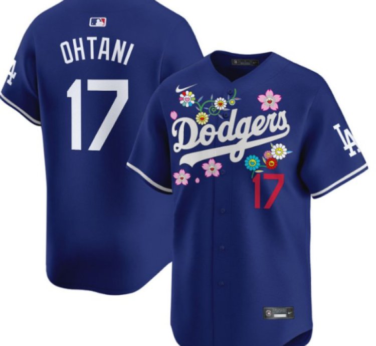 Shohei Ohtani kanji Jersey 17 Dodgers X Takashi Murakami 2025 Vapor Stitched Royal