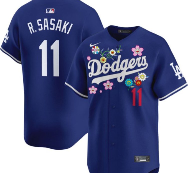 Roki Sasaki Jersey 11 Dodgers X Takashi Murakami 2025 Vapor Limited Stitched Royal