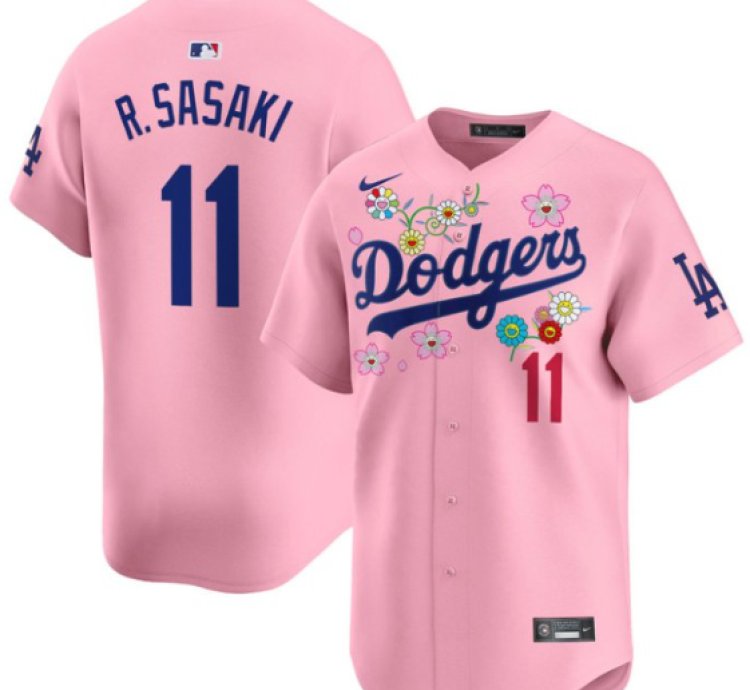 Roki Sasaki Jersey 11 Dodgers X Takashi Murakami 2025 Vapor Limited Stitched Cherry Blossom