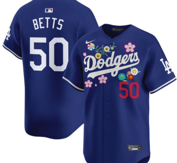 Mookie Betts Jersey 50 Dodgers X Takashi Murakami 2025 Vapor Limited Stitched Royal