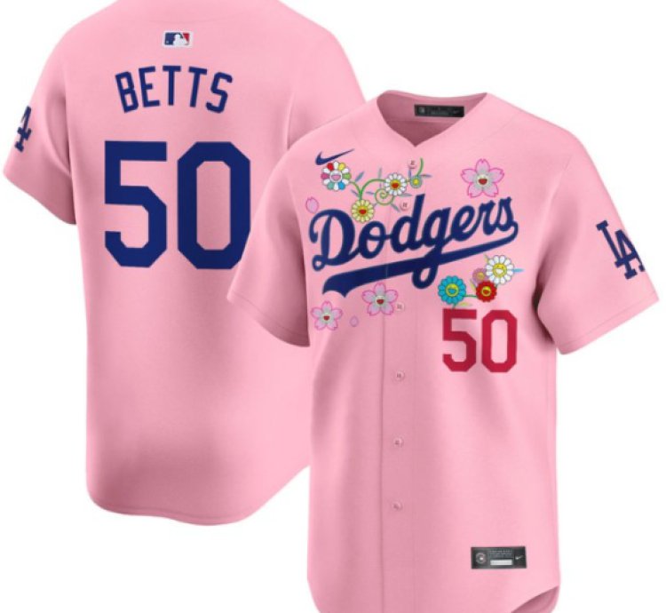 Mookie Betts Jersey 50 Dodgers X Takashi Murakami 2025 Vapor Limited Stitched Cherry Blossom
