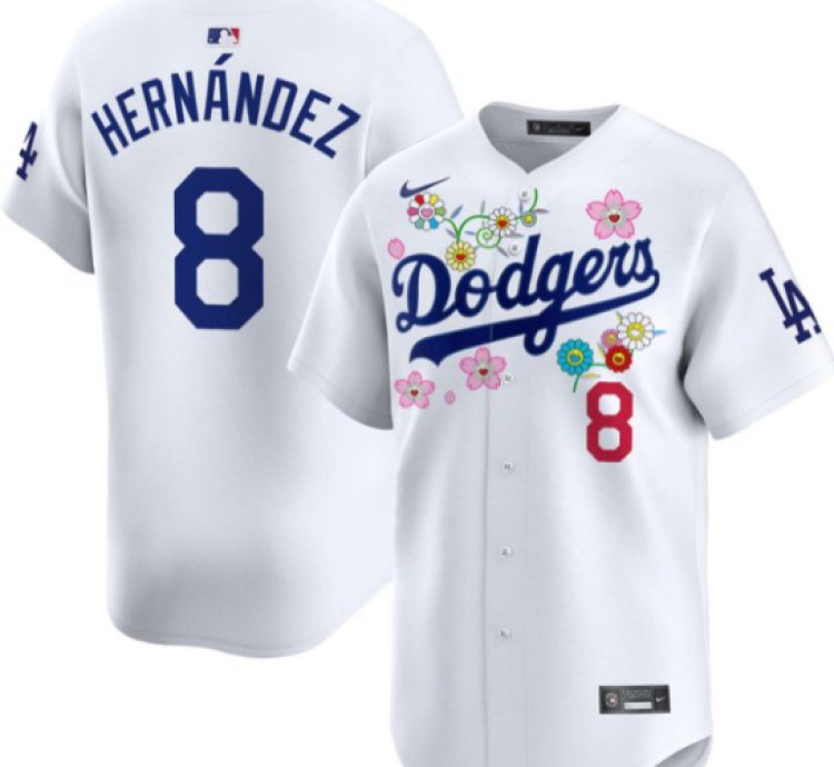 Kike Hernandez Jersey 8 Dodgers X Takashi Murakami 2025 Vapor Limited Stitched White