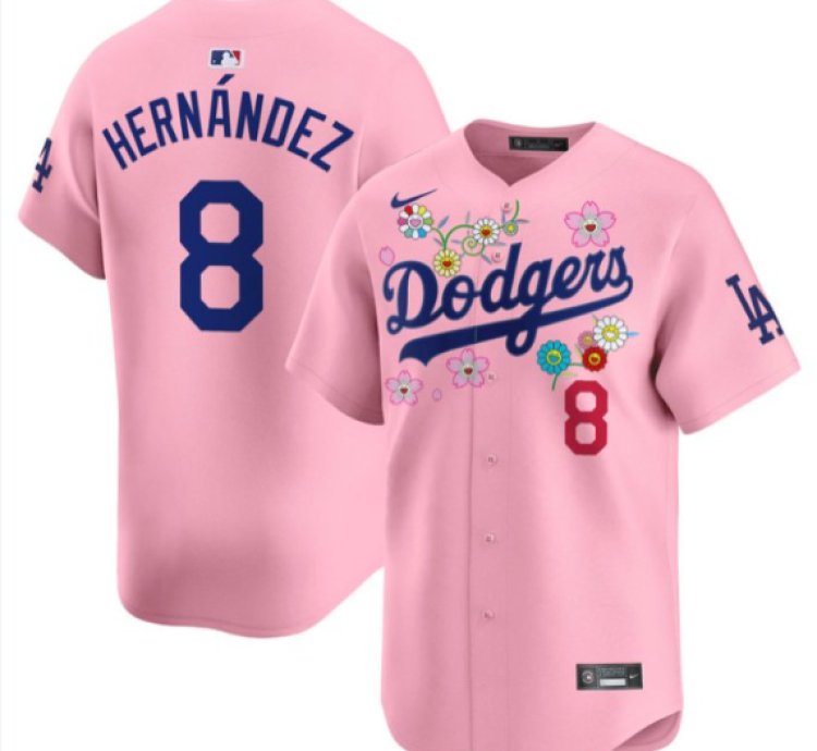 Kike Hernandez Jersey 8 Dodgers X Takashi Murakami 2025 Vapor Limited Stitched Cherry Blossom