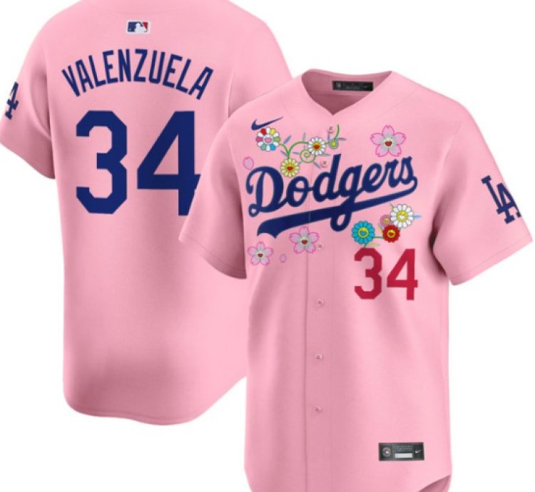 Fernando Valenzuela Jersey 34 Dodgers X Takashi Murakami 2025 Vapor Limited Stitched Cherry Blossom