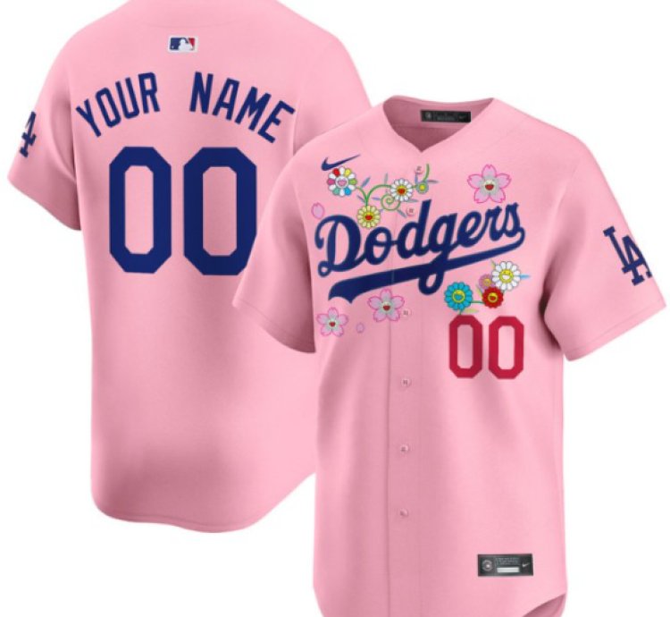 Custom Dodgers Jersey Takashi Murakami 2025 Vapor Premier Limited Stitched Cherry Blossom