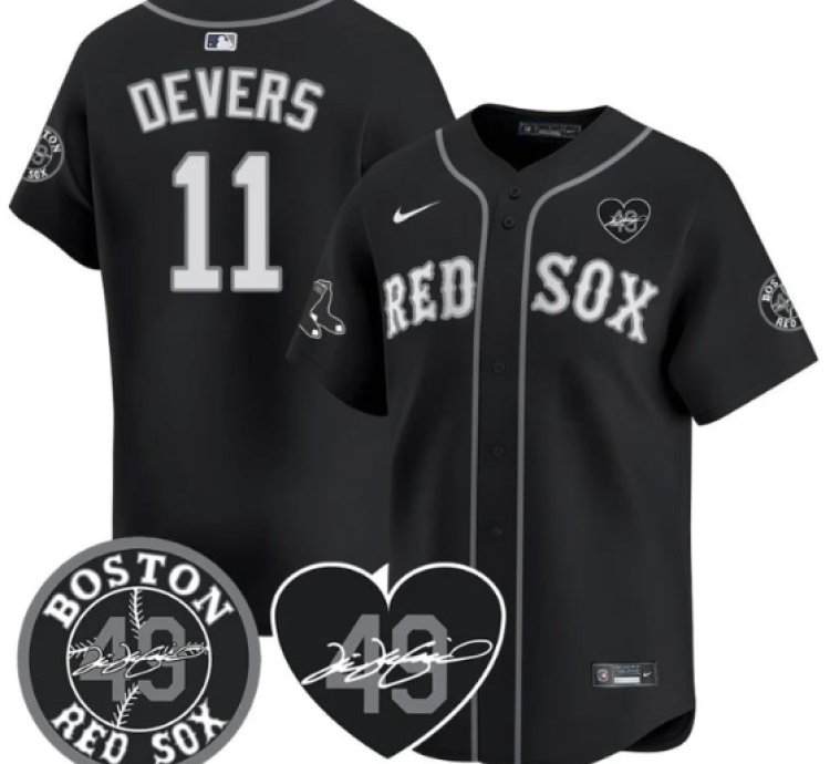 Rafael Devers Jersey 11 Boston Red Sox Tim Wakefield Memorial Patch Stitched Black