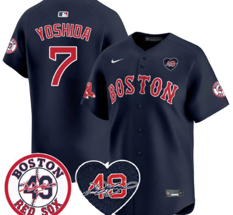 Masataka Yoshida Jersey 7 Boston Red Sox Tim Wakefield Memorial Patch Stitched Navy