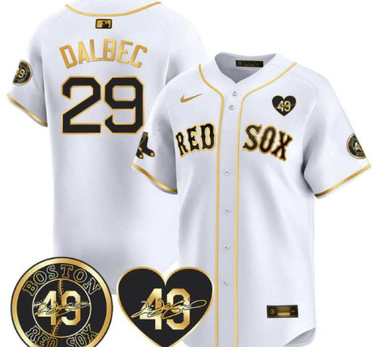 Bobby Dalbec Jersey 29 Boston Red Sox Tim Wakefield Memorial Patch Stitched White Gold