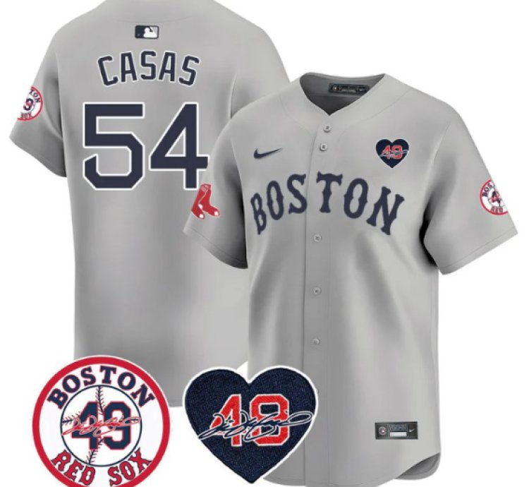 Triston Casas Jersey 54 Boston Red Sox Tim Wakefield Memorial Patch Stitched Gray
