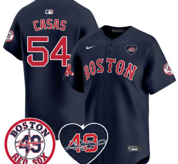 Triston Casas Jersey 54 Boston Red Sox Tim Wakefield Memorial Patch Stitched Navy