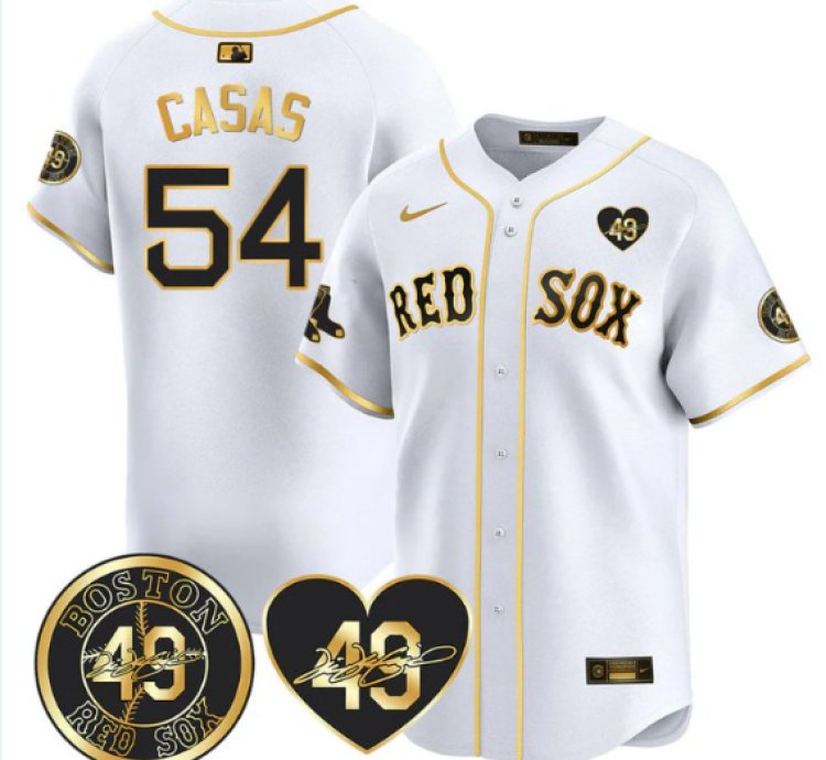 Triston Casas Jersey 54 Boston Red Sox Tim Wakefield Memorial Patch Stitched White Gold