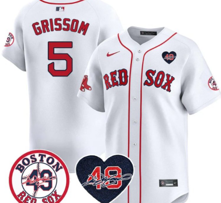 Vaughn Grissom Jersey 5 Boston Red Sox Tim Wakefield Memorial Patch Stitched White