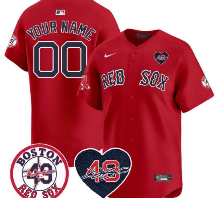 Custom Boston Red Sox Jersey Tim Wakefield Memorial Patch Stitched Red
