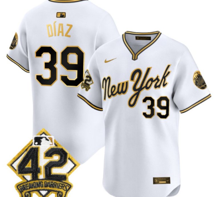 Edwin Díaz Jersey 39 New York Mets 2025 Jackie Robinson Patch Road Alternate Stitched Royal