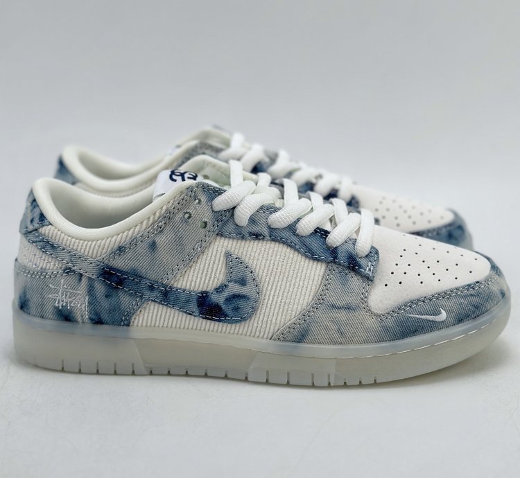 280 Nike Sb Dunk Low X Stussy White Blue Denim Jh8039-937