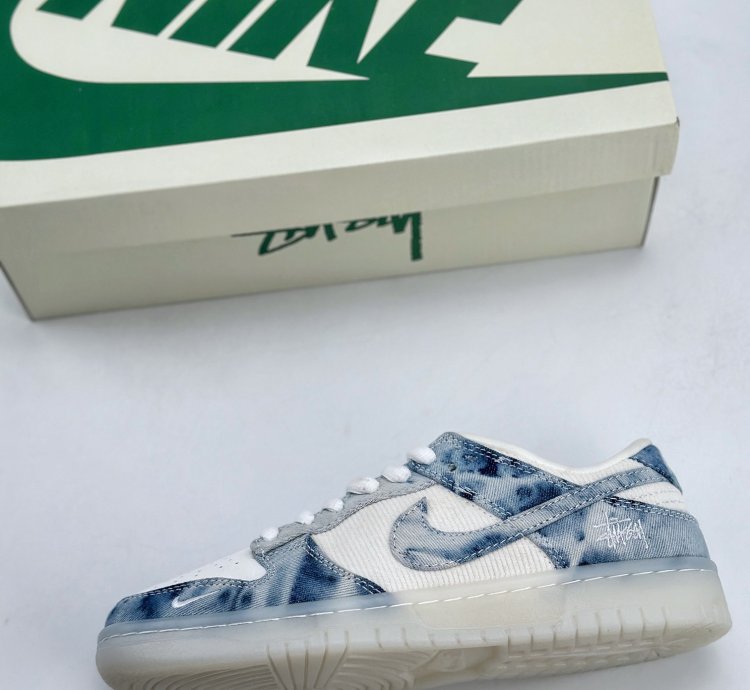 280 Nike Sb Dunk Low X Stussy White Blue Denim Jh8039-937