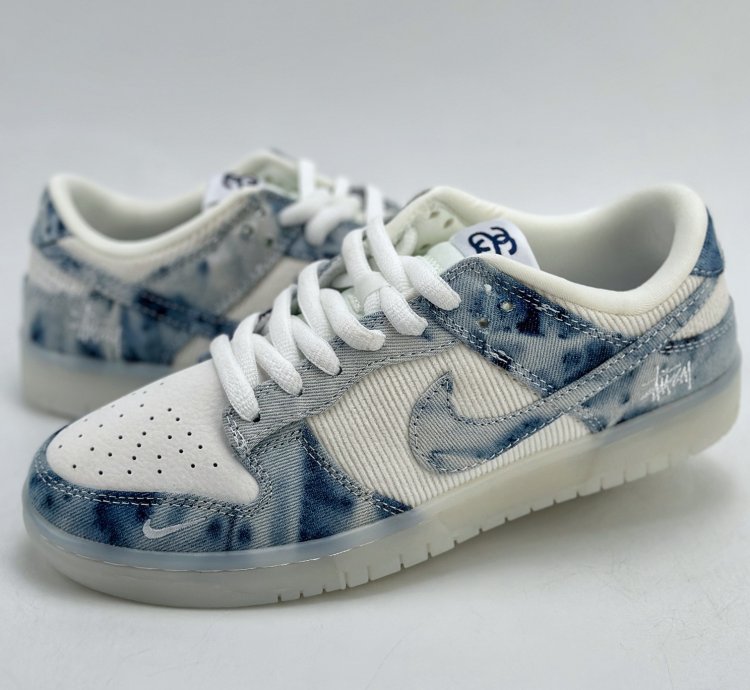 280 Nike Sb Dunk Low X Stussy White Blue Denim Jh8039-937