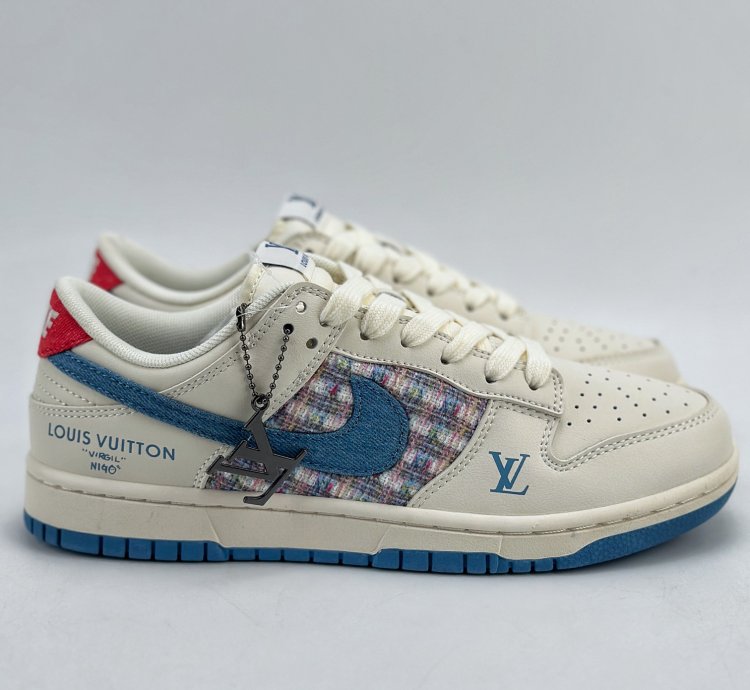280 Nike Sb Dunk Low X Louis Vuitton White And Blue Chanel Style Xx2025-323 - Pu