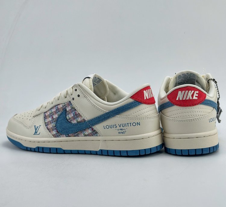 280 Nike Sb Dunk Low X Louis Vuitton White And Blue Chanel Style Xx2025-323 - Pu