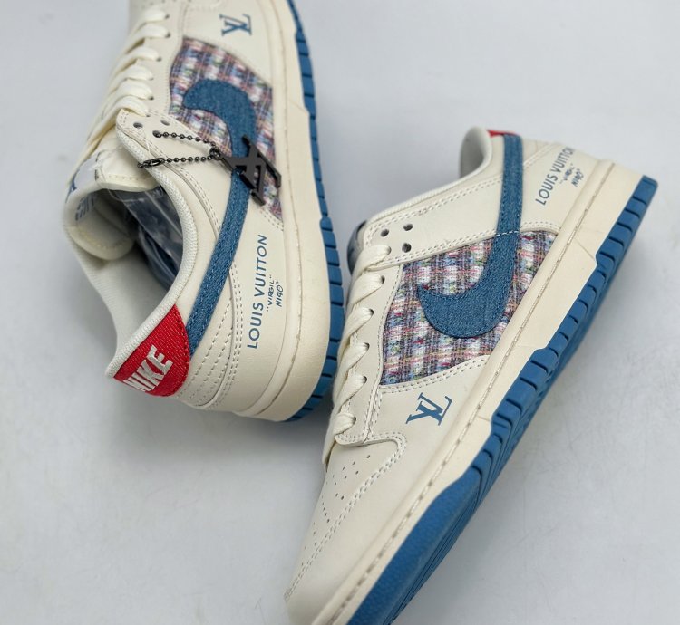 280 Nike Sb Dunk Low X Louis Vuitton White And Blue Chanel Style Xx2025-323 - Pu