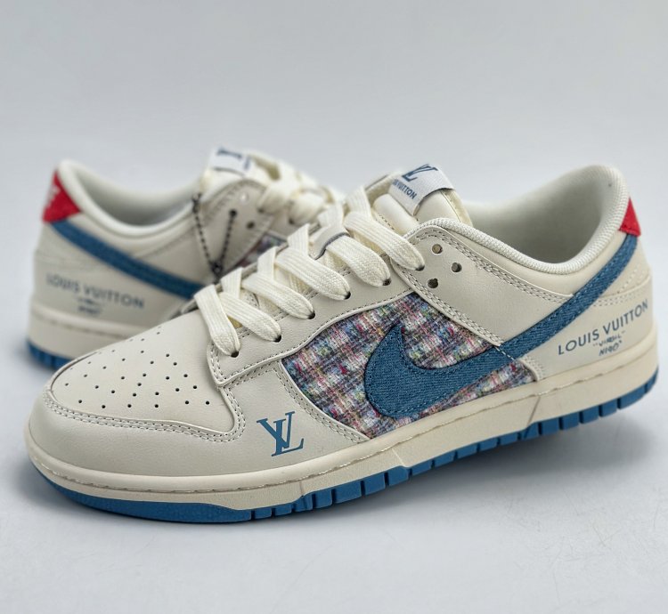 280 Nike Sb Dunk Low X Louis Vuitton White And Blue Chanel Style Xx2025-323 - Pu