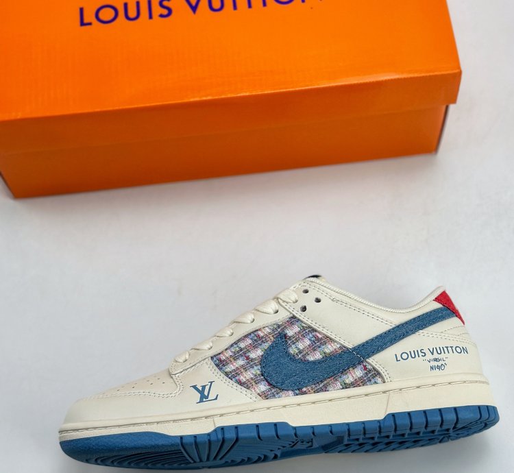 280 Nike Sb Dunk Low X Louis Vuitton White And Blue Chanel Style Xx2025-323 - Pu
