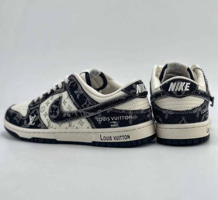 280 Nike Sb Dunk Low X Louis Vuitton White And Black Denim Sj2068-256 -